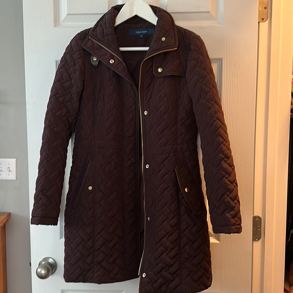 Cole Haan quilted coat with attachable hood